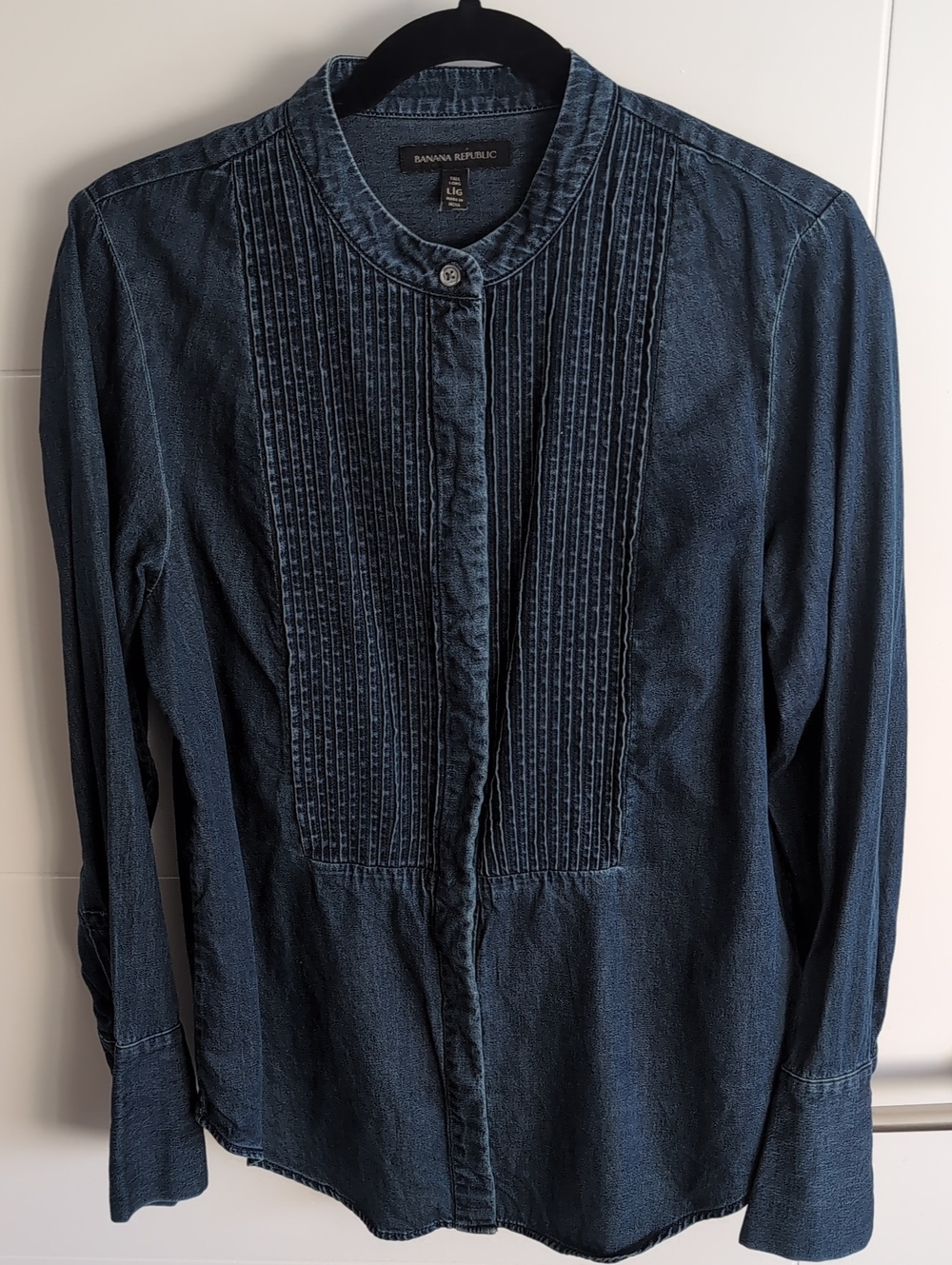 Banana Republic Denim Tuxedo Shirt French Cuffs L Tall